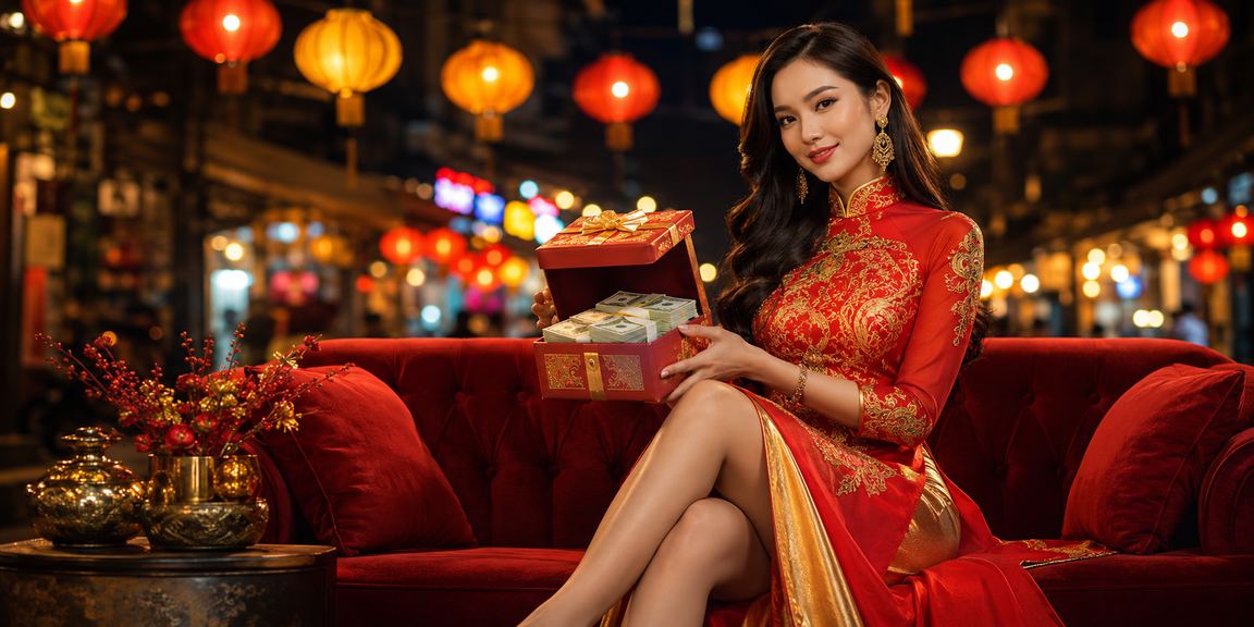 Khung cảnh casino đêm ở Huế với ánh đèn neon và bàn cược sôi động